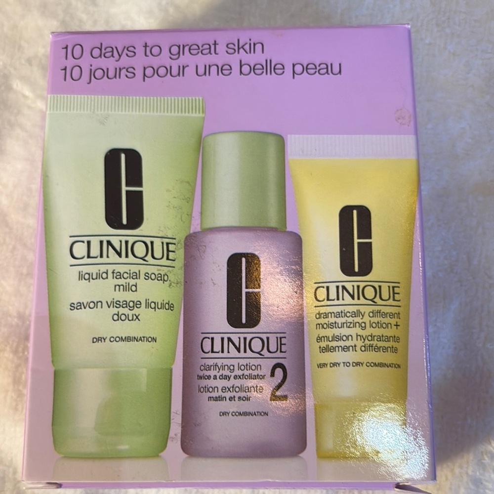 Clinique Cleanser Exfoliant Moisturizer travel 3-pack 3 Step Skin Type 2